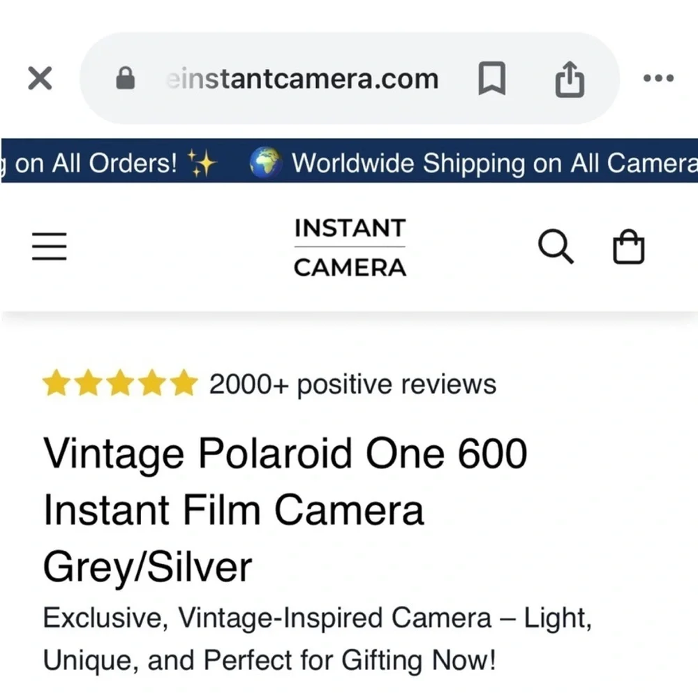 Polaroid One Instant Camera - Black and Silver
